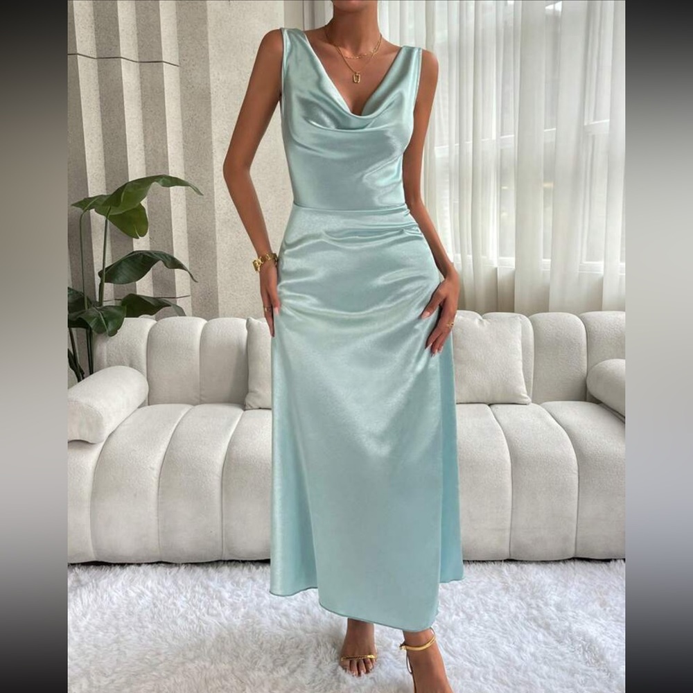 Sky Blue Satin Dress